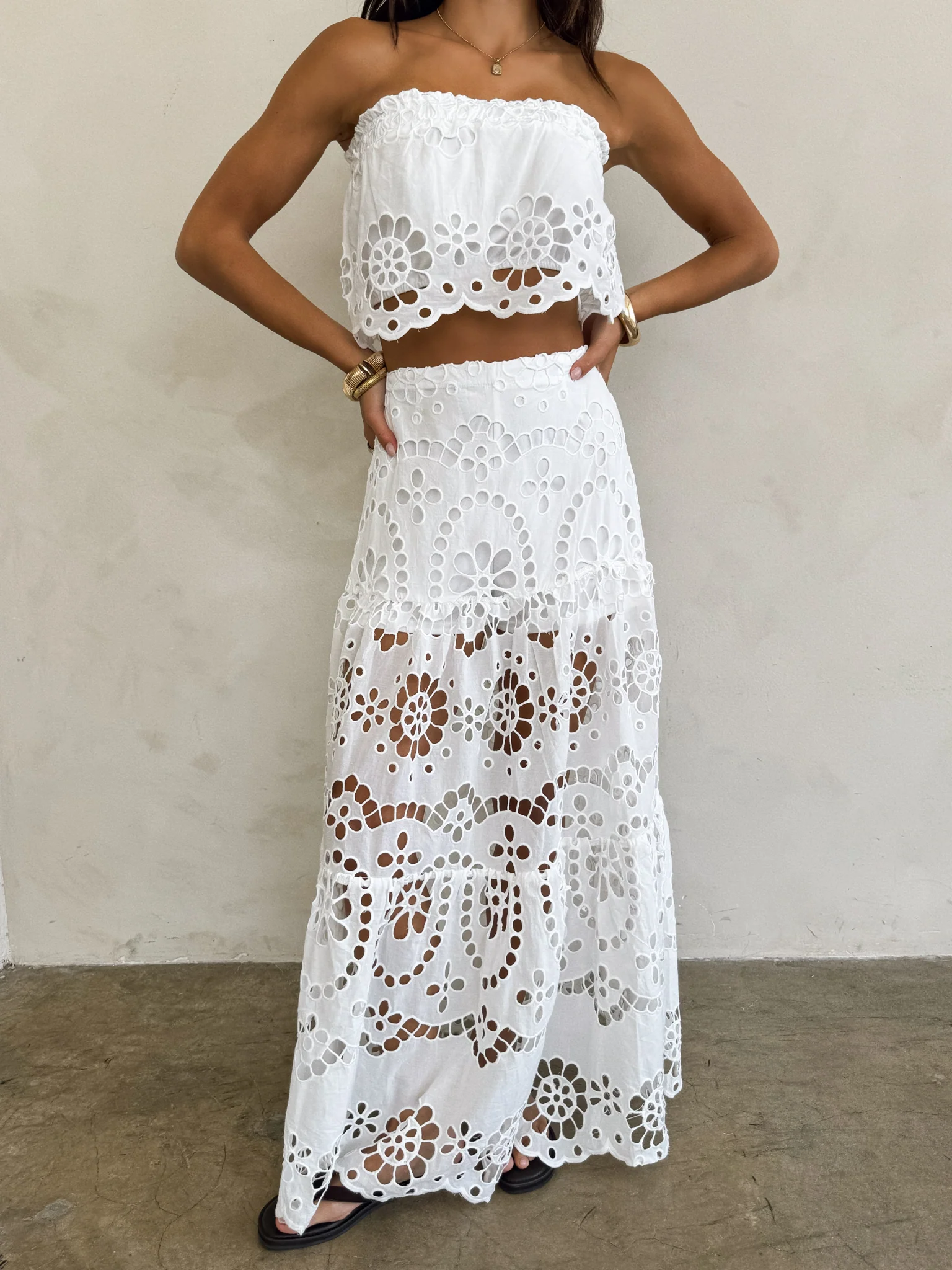 Almeda Eyelet Strapless Top - Image 3