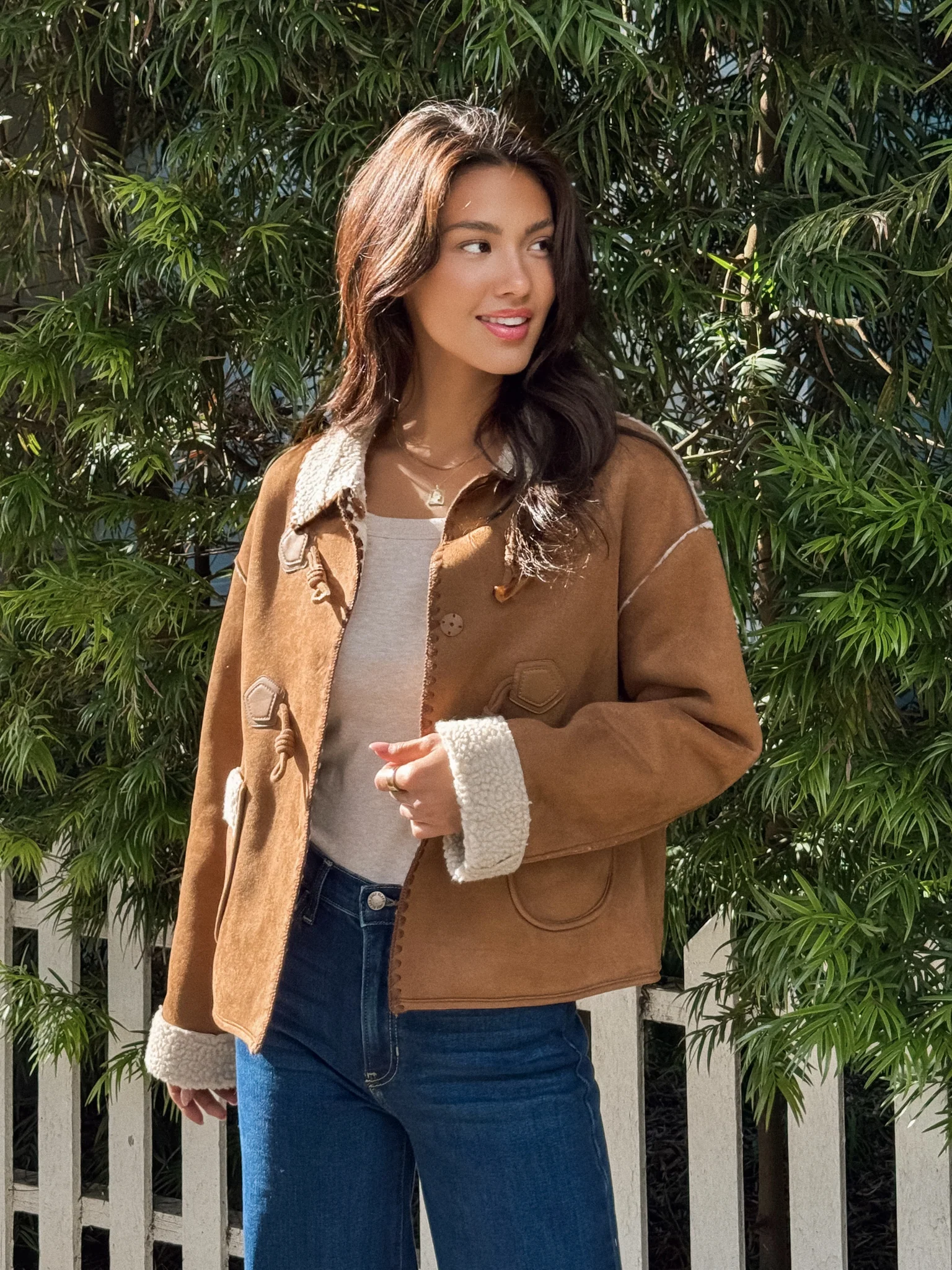 Mammoth Vegan Shearling Jacket in Camel - Final Sale - Image 3