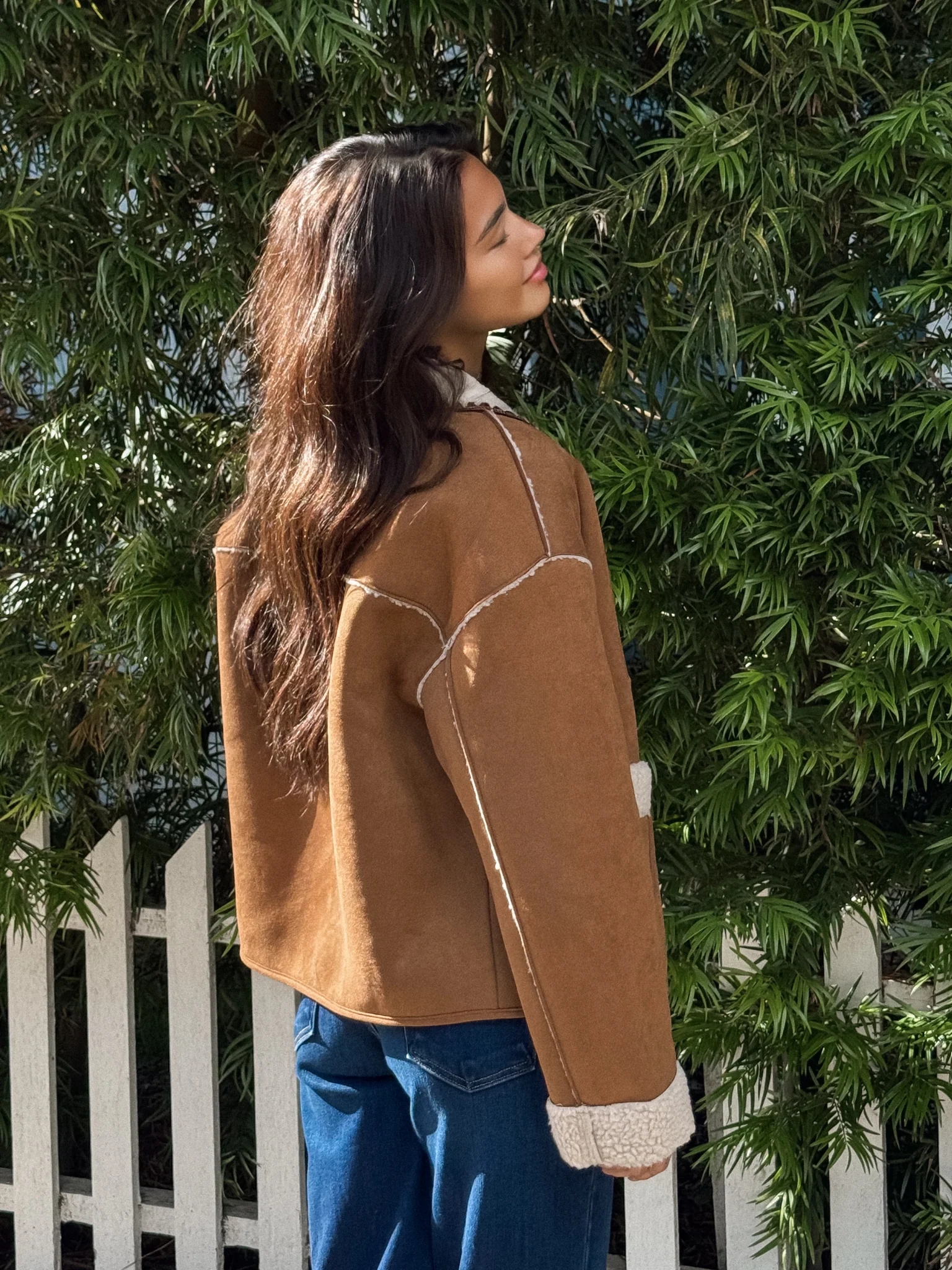 Mammoth Vegan Shearling Jacket in Camel - Final Sale - Image 4
