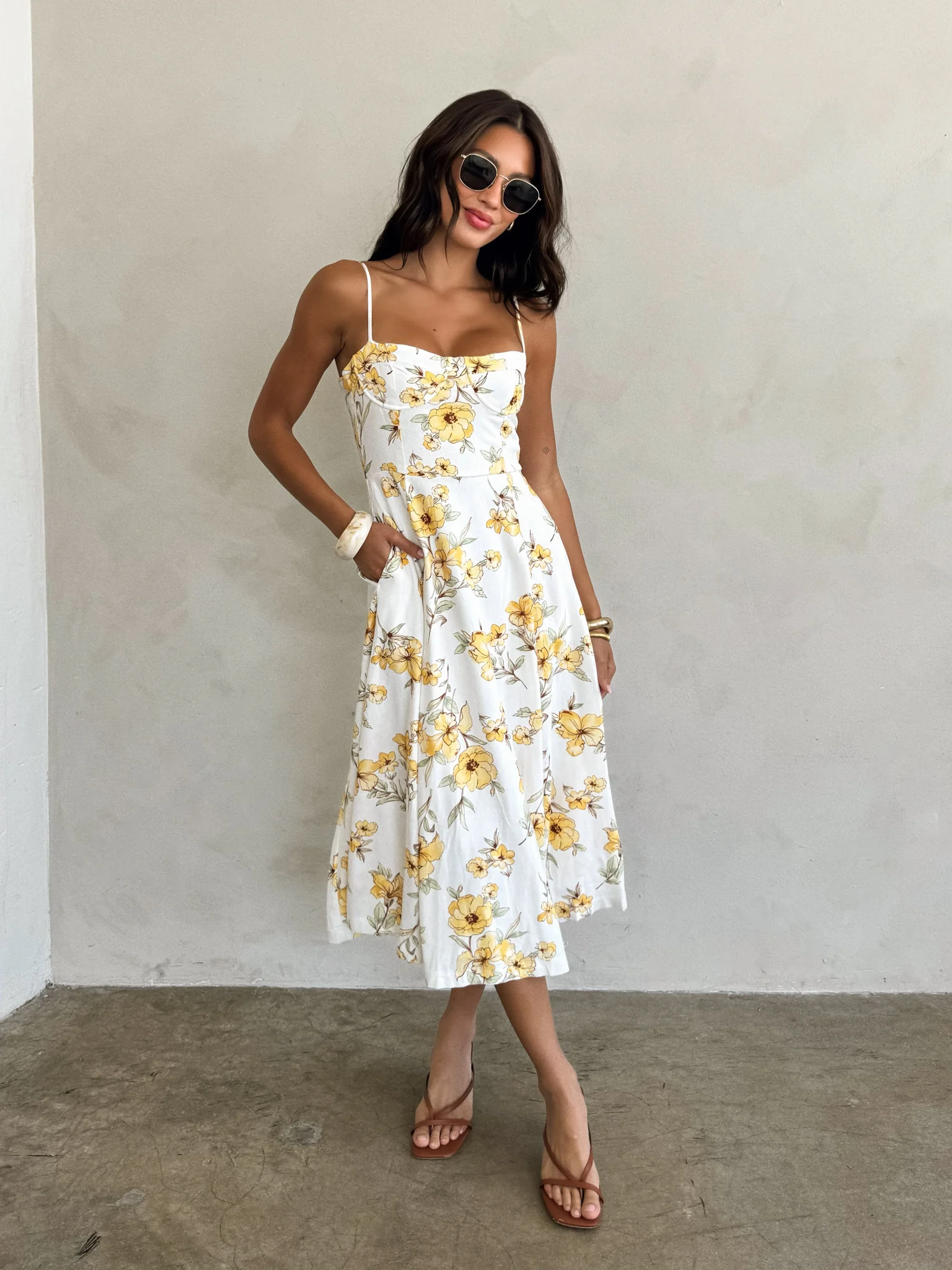Audette Floral Midi Dress