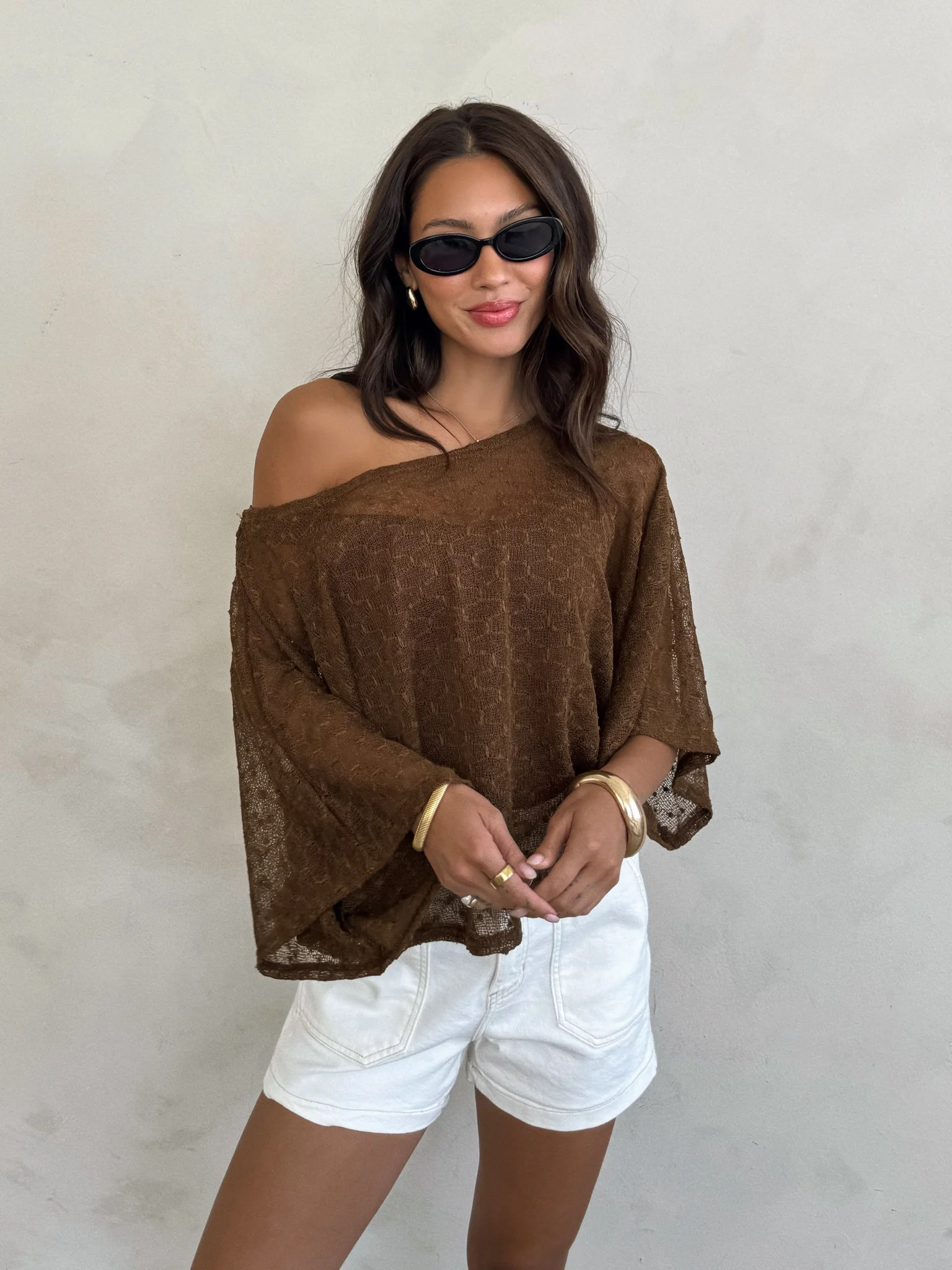 Lido Textured Top in Brown