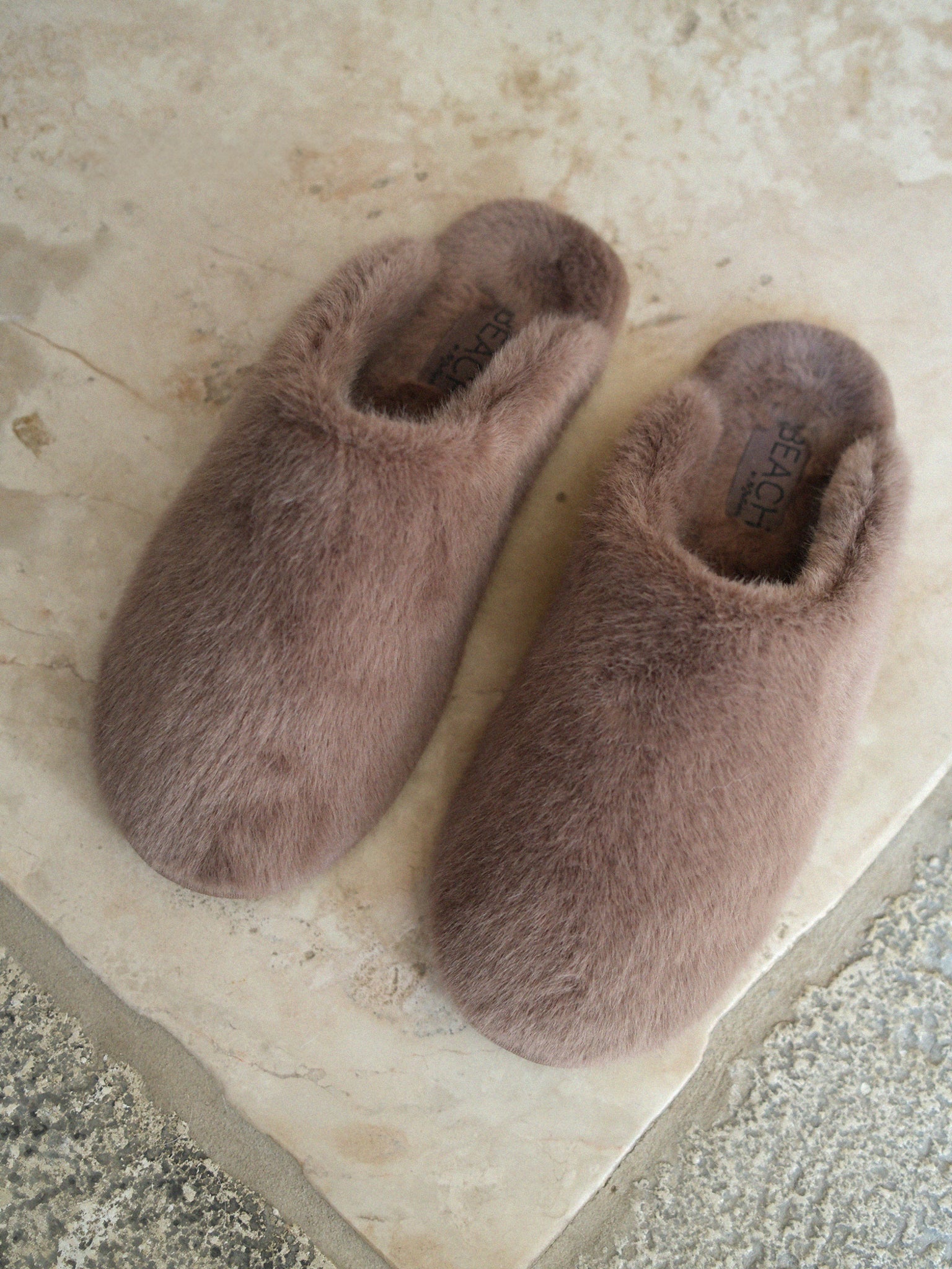 Lounge Faux Fur Slipper in Taupe - Final Sale - Image 2