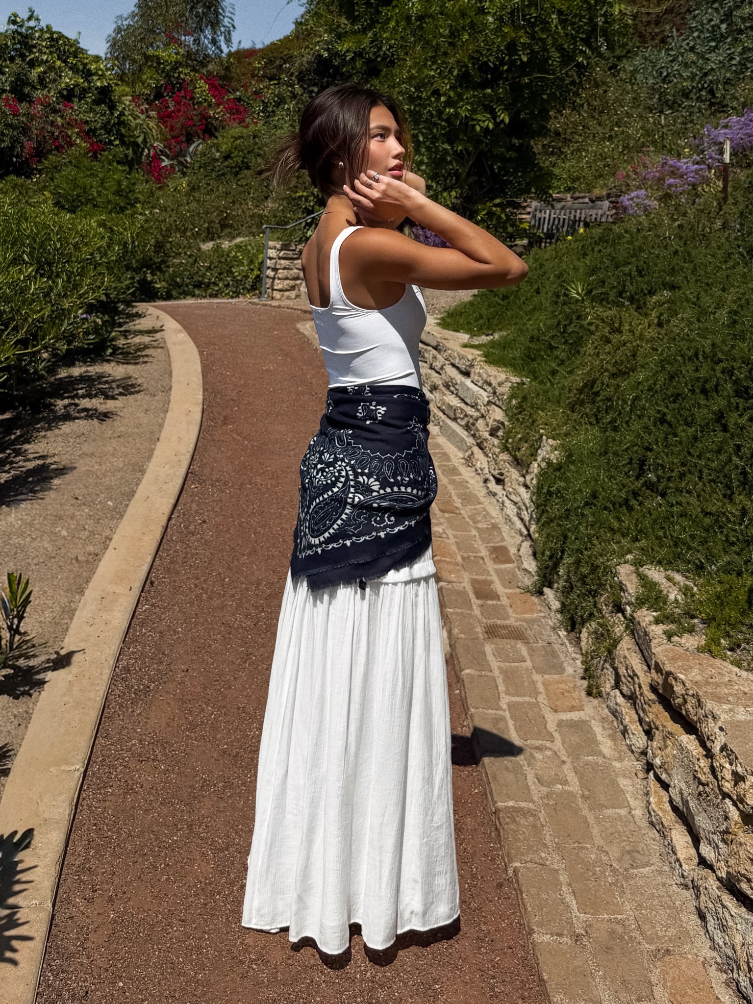 Sedona Paisley Scarf in Navy - Image 3