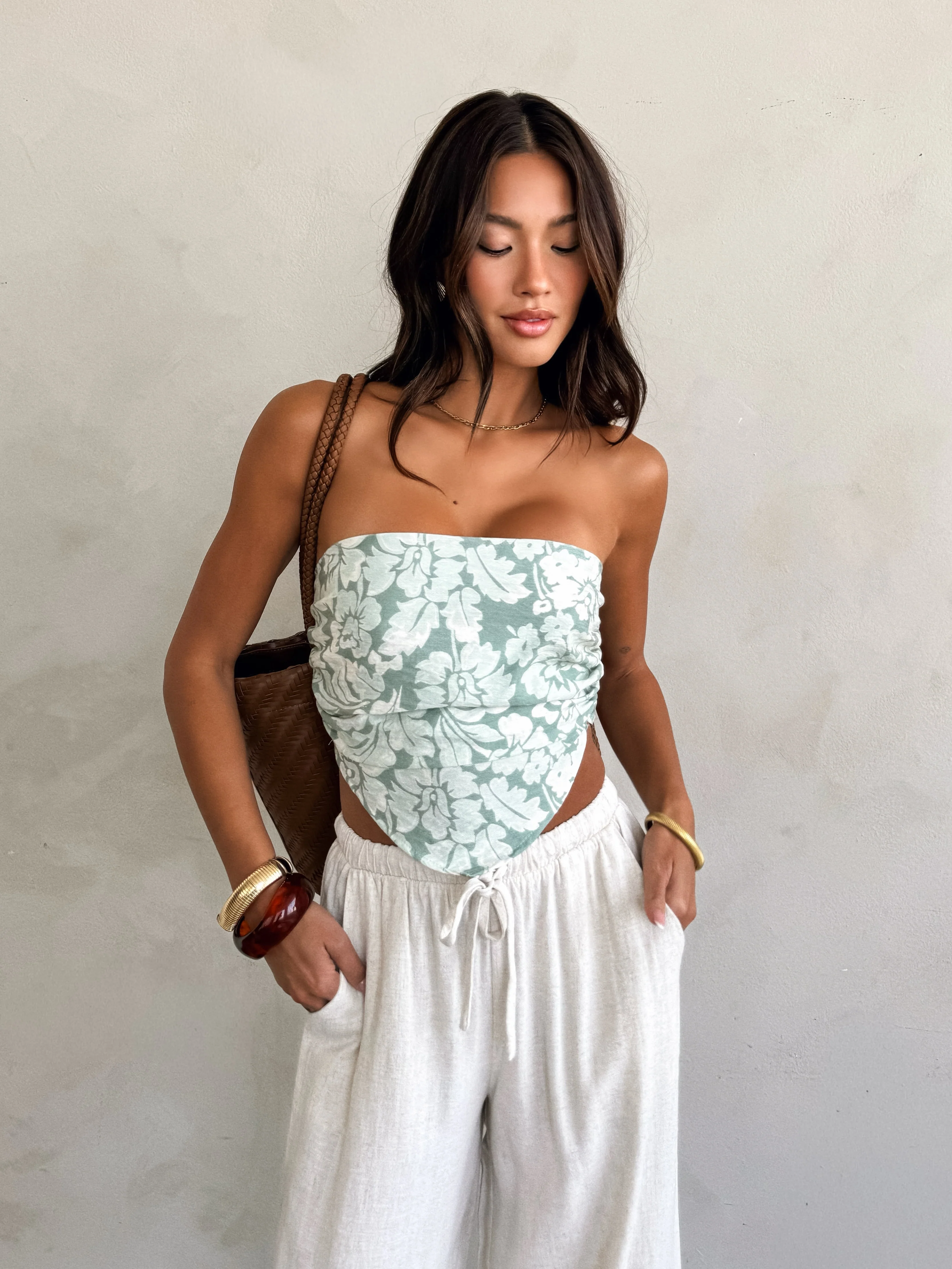 Calabria Floral Strapless Scarf Top - Image 3