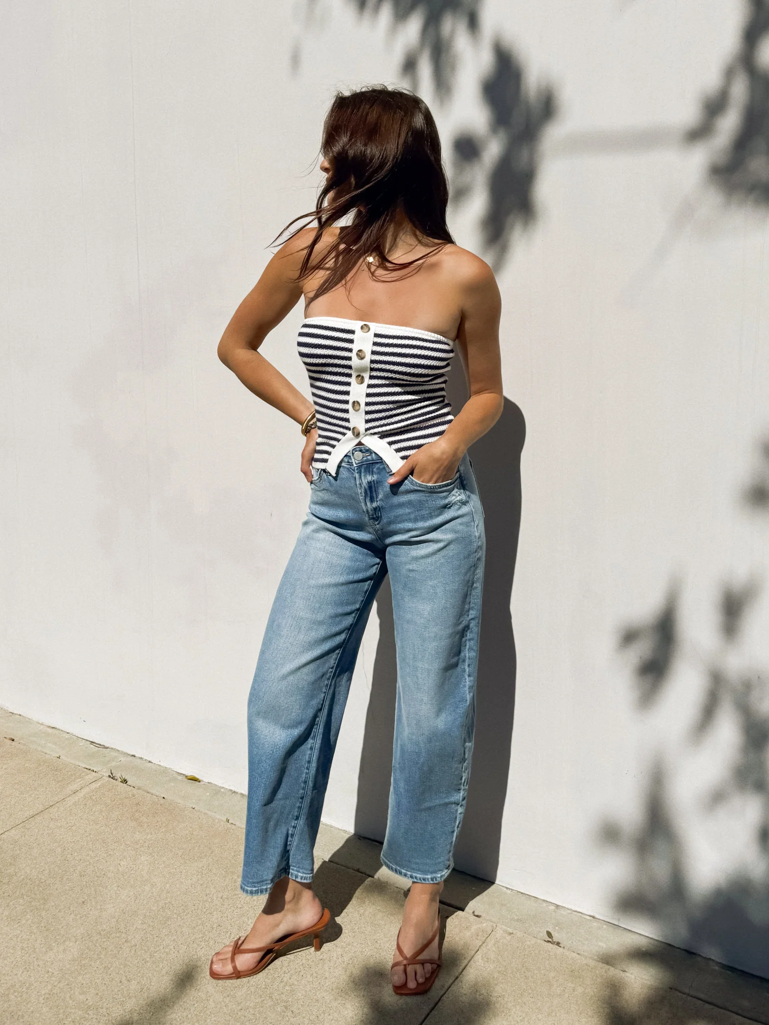 Nantucket Stripe Knit Top in Navy - Image 2
