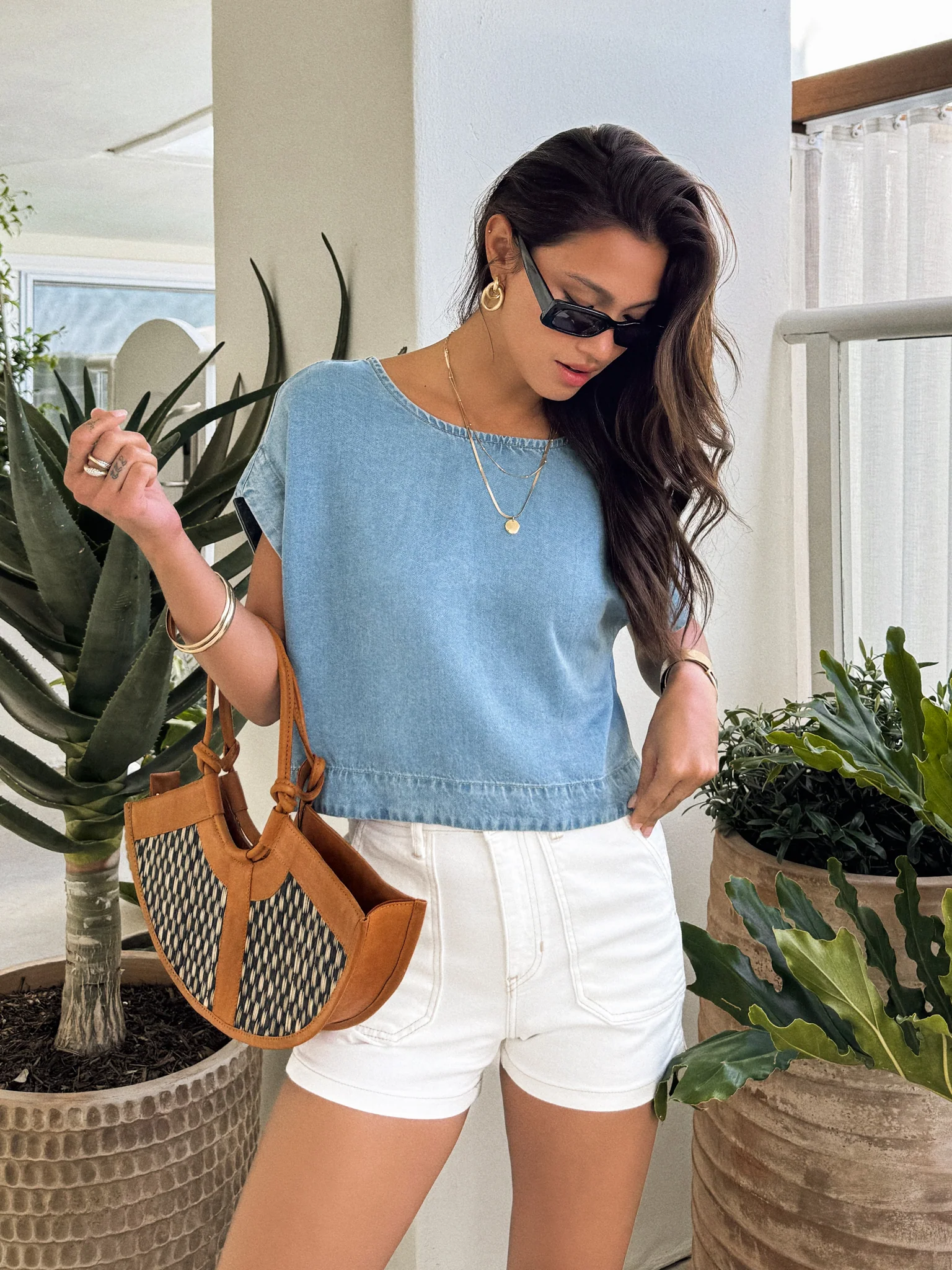 Marley Denim Shorts in White - Image 2